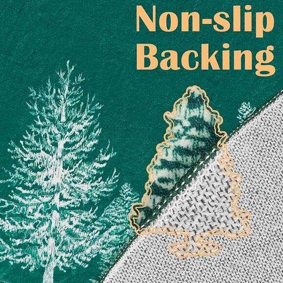 Christmas Round Rug 5ft Area Rug Green Xmas Tree Rug - Picture 4 of 9